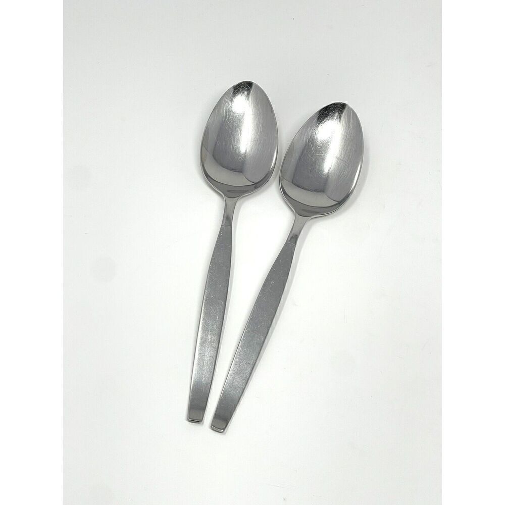 Oneida Community Stainless Frostfire Table Serving Spoons 8 3/4” Set Of 2
